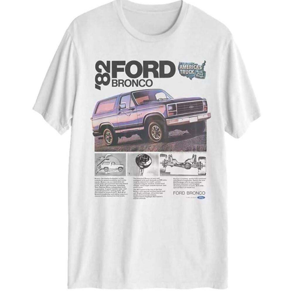 Hybrid Men’s Ford Bronco Short Sleeve T‑Shirt White Size Small NWT